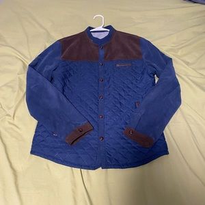 Mens Navy and brown quilted jacket